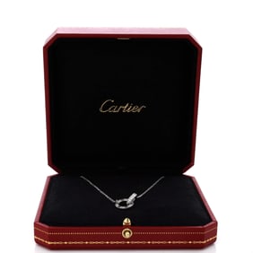 Cartier Love Interlocking Pave Necklace 18K White Gold and Diamonds