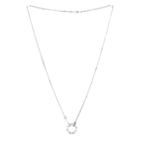 Cartier 2 Diamonds Love Pendant Necklace 18K White Gold with Diamonds