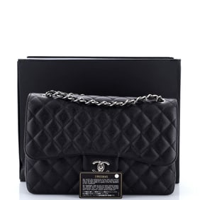 Chanel Classic Double Flap Bag Quilted Caviar Jumbo