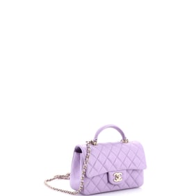 Chanel Classic Single Flap Top Handle Bag Quilted Lambskin Mini