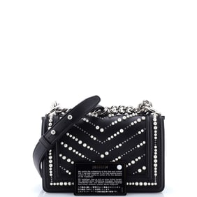 Chanel Boy Flap Bag Pearl Embellished Chevron Calfskin Small