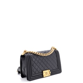 Chanel Boy Flap Bag Quilted Lambskin Old Medium