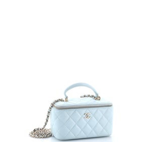 Chanel Classic Top Handle Vanity Case with Chain Quilted Lambskin Small