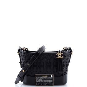 Chanel Gabrielle Hobo with Logo Handle Laser Cut Calfskin and Wool Felt Small