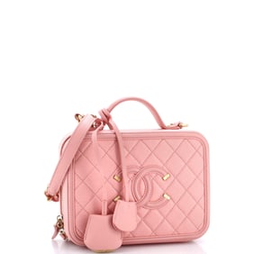 Chanel Filigree Vanity Case Quilted Caviar Medium