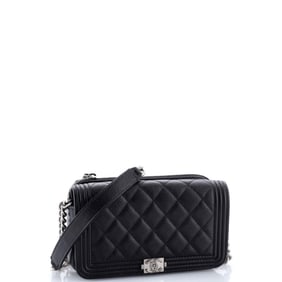 Chanel Boy Flap Phone Holder with Chain Quilted Caviar