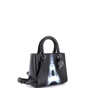 Christian Dior Lady Dior Bag Limited Edition Eiffel Tower Printed Leather Medium