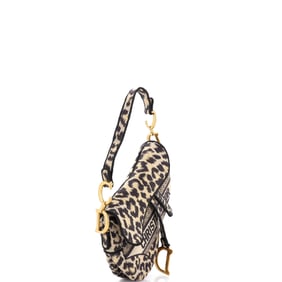 Christian Dior Saddle Handbag Mizza Embroidered Canvas Medium