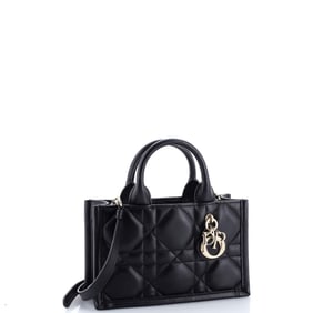 Christian Dior Book Tote with Strap Macrocannage Quilt Calfskin Mini