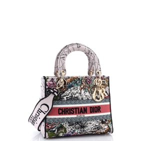 Christian Dior Lady D-Lite Bag Embroidered Canvas Medium