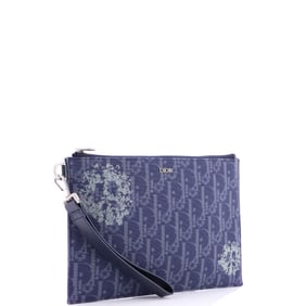 Christian Dior A5 Pouch Printed Oblique Denim