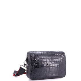 Christian Louboutin Ruisbuddy Messenger Bag Crocodile Embossed Leather Small