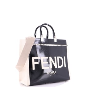 Fendi Sunshine Shopper Tote Patent with Canvas Medium