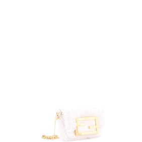 Fendi Chain Baguette Charm Bag Shearling Nano