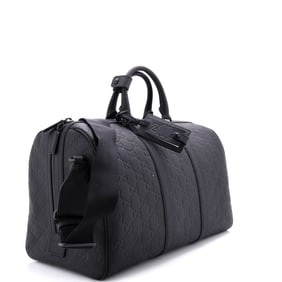 Gucci Convertible Duffle Bag GG Rubber Effect Leather Medium