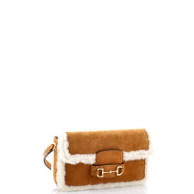 Gucci Horsebit 1955 Shoulder Bag Suede with Shearling Mini