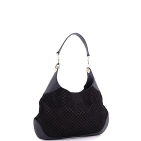 Gucci B Shoulder Bag GG Suede Medium