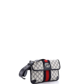 Gucci Ophidia Flap Belt Bag GG Coated Canvas with Leather