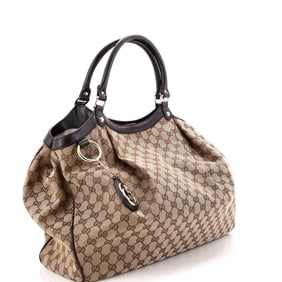 Gucci Sukey Tote GG Canvas with Leather Large