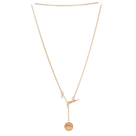 Hermes Ex-Libris Pendant Necklace 18K Rose Gold with Diamond Small