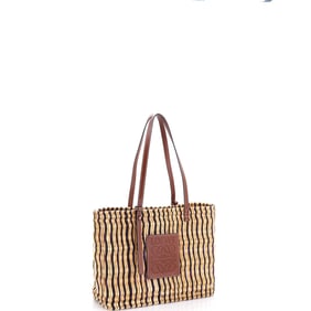 Loewe Paula's Ibiza Square Basket Tote Woven Reed with Leather Small