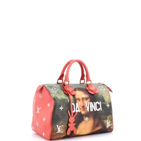 Louis Vuitton Speedy Handbag Limited Edition Jeff Koons Da Vinci Print Canvas 30