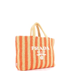 Prada Logo Tote Raffia Large