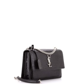 Saint Laurent Sunset Crossbody Bag Crocodile Embossed Leather Medium