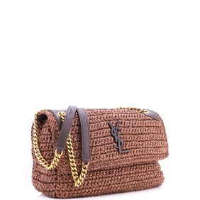 Saint Laurent Niki Chain Flap Bag Raffia Medium