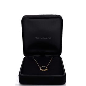Tiffany & Co. T Circle Pendant Necklace 18K Yellow Gold with Onyx and Diamonds Large