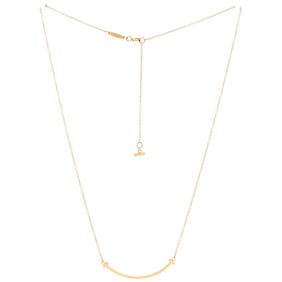 Tiffany & Co. T Smile Pendant Necklace 18K Rose Gold Small