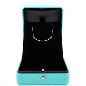 Tiffany & Co. T Smile Pendant Necklace 18K Yellow Gold Small