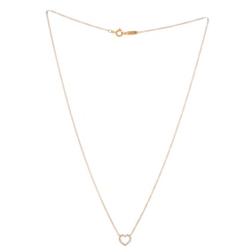 Tiffany & Co. Metro Open Heart Pendant Necklace 18K Rose Gold and Diamonds Mini