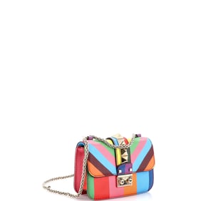 Valentino Garavani 1973 Glam Lock Shoulder Bag Striped Leather Small