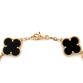 Van Cleef & Arpels Vintage Alhambra 5 Motifs Bracelet 18K Yellow Gold and Onyx