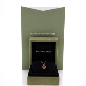 Van Cleef & Arpels Sweet Alhambra Pendant Necklace 18K Rose Gold and Carnelian