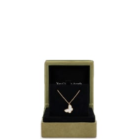 Van Cleef & Arpels Sweet Alhambra Butterfly Pendant Necklace 18K Yellow Gold and Mother of Pearl