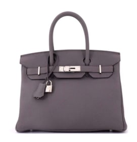 Hermes Birkin Handbag Grey Togo with Palladium Hardware 30
