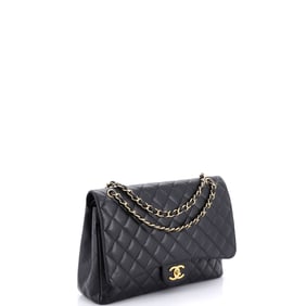 Chanel Classic Double Flap Bag Quilted Caviar Maxi (Black)