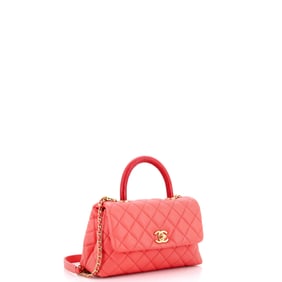 Chanel Coco Top Handle Bag Quilted Caviar with Lizard Mini (Pink)