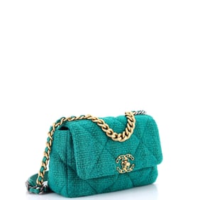 Chanel 19 Flap Bag Quilted Tweed Medium (Blue)