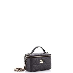 Chanel Long Vanity with Chain Quilted Caviar Mini (Black)