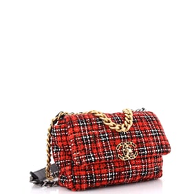 Chanel 19 Flap Bag Quilted Tweed Medium (Black, Red)