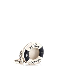 Chanel Lifesaver Round Crossbody Bag Lambskin Small (Black, Clear, Neutral)