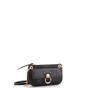 Chloe Tess Chain Crossbody Bag Leather Mini (Black)