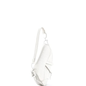 Christian Dior Saddle Handbag Oblique Embossed Calfskin Medium (White)