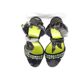 Christian Louboutin Women's Wind Around Du Desert Ankle Wrap Heeled Sandals Fabric with Satin 100