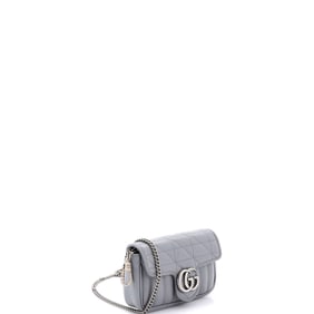 Gucci GG Marmont Flap Bag Mixed Matelasse Leather Super Mini (Gray)
