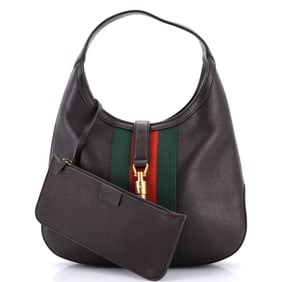 Gucci Web Jackie Soft Hobo Leather Medium (Brown)