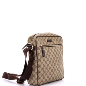 Gucci Front Zip Messenger GG Coated Canvas Medium (Brown)
